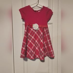 Toddler 2T Girls Spring Summer Pink & Plaid Ribbon Tie Mini Dress
